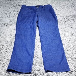 IMAN Pull On‎ Jeans Womens Size Medium Long Blue Denim Straight Leg Stretch